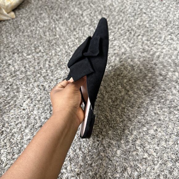 J. CREW Marina Bow Slide Mule Pointed Toe Women’s 6.5 Black Suede Leather EUC - Picture 5 of 8